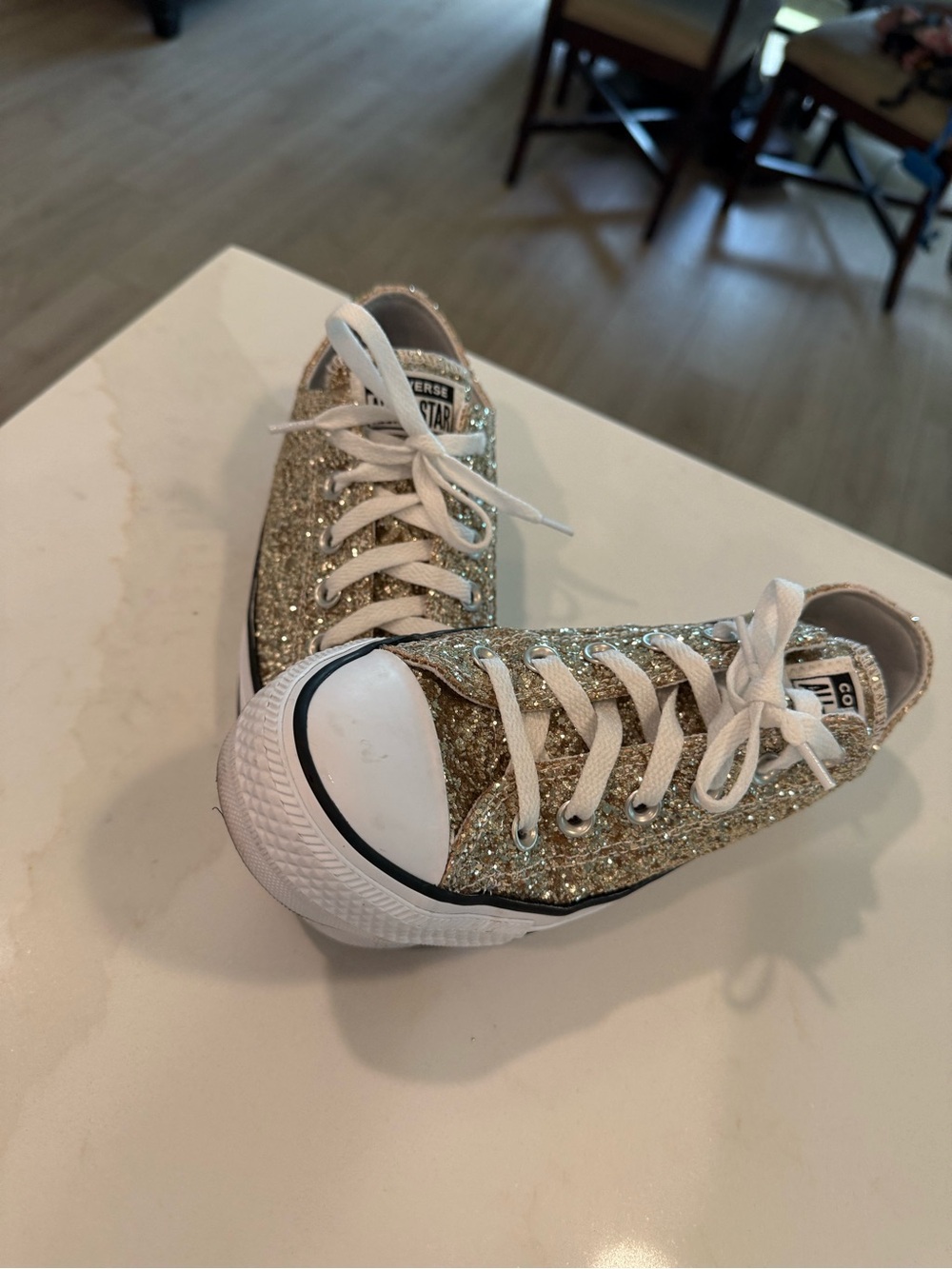 Converse Kids Gold Glitter Low Top Sneakers - Picture 3 of 4